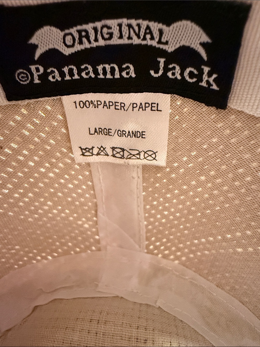 Panama Jack Beige Straw Fedora w/ Navy & White - Picture 6 of 7